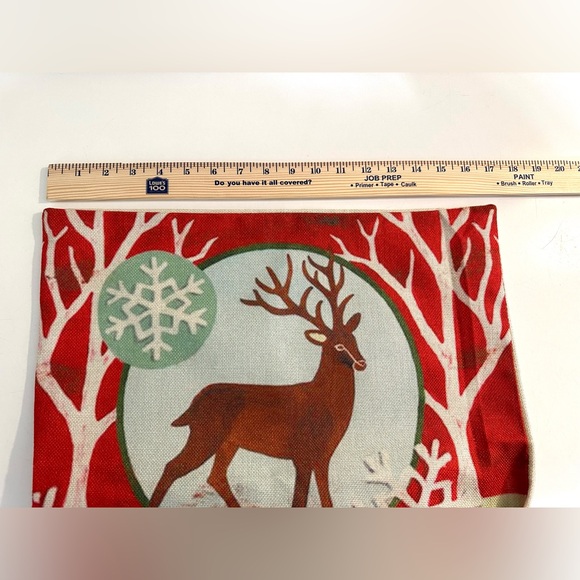 New REINDEER ROADHOUSE Pillow Case Cover Red Ivory Green Christmas Holiday Decor - Picture 4 of 7